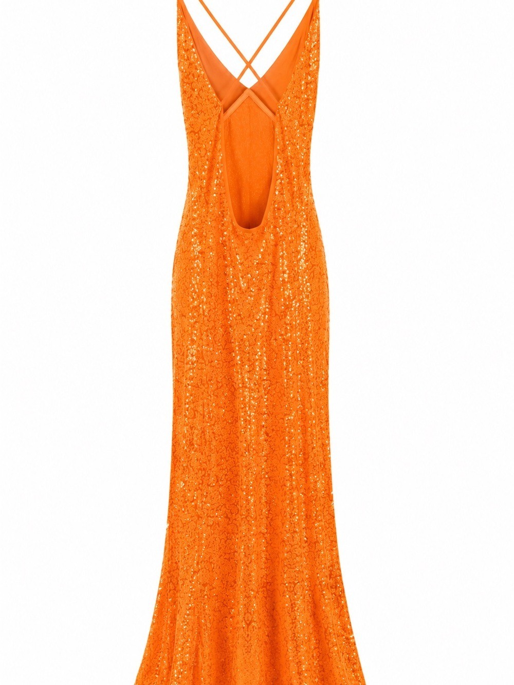 Norma Kamali Sequin Low Back Mermaid Gown Neon Orange XS NWT $595 - Picture 5 of 14